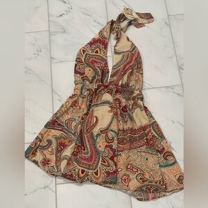 SHEIN VCAY Ladies Paisley Printed Cross-Neck Summer Dress